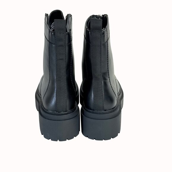 Edgy Black Combat Ankle Boots Sz 8.5 Chunky Lug Platform Front Zipper Biker Goth - Picture 15 of 16